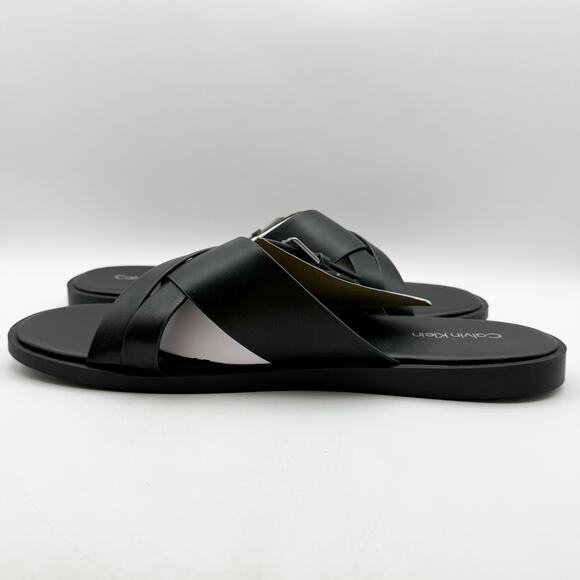 Calvin Klein Mens Elon Slip On Sandals US 13 M Black Vegan Leather NIB - Picture 7 of 12